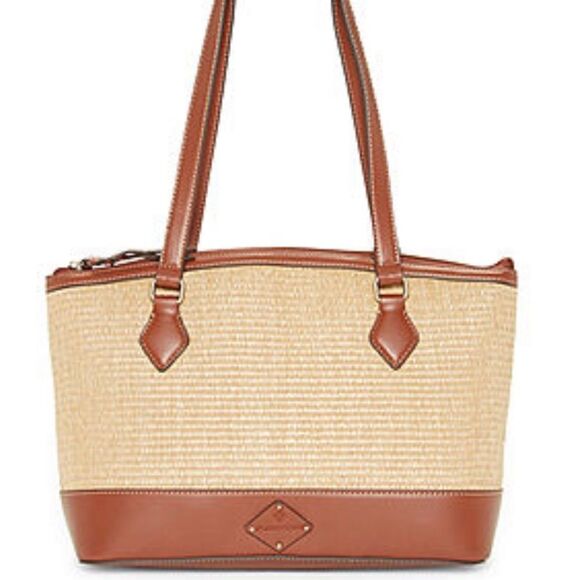 St. John’s Bay Classic Crafted Straw Leather Combo Westbrooke Satchel - Picture 1 of 9